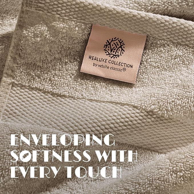 Wealuxe Taupe Bath Towels 27x54 Inch, Cotton Towel Set - Image 3