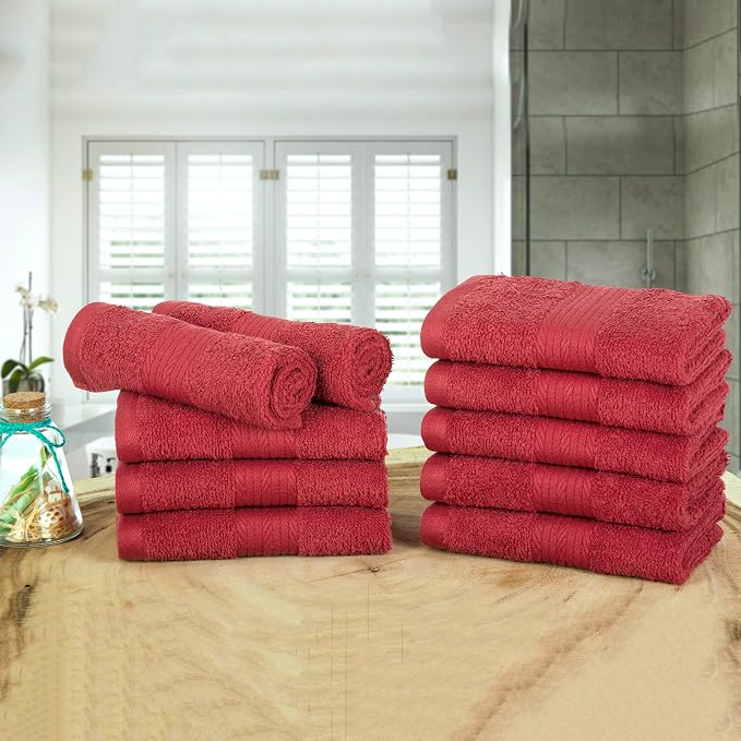 Ample Decor Wash Cloths Pack of 10, 600 GSM 100% Cotton Soft Absorbent - Image 2