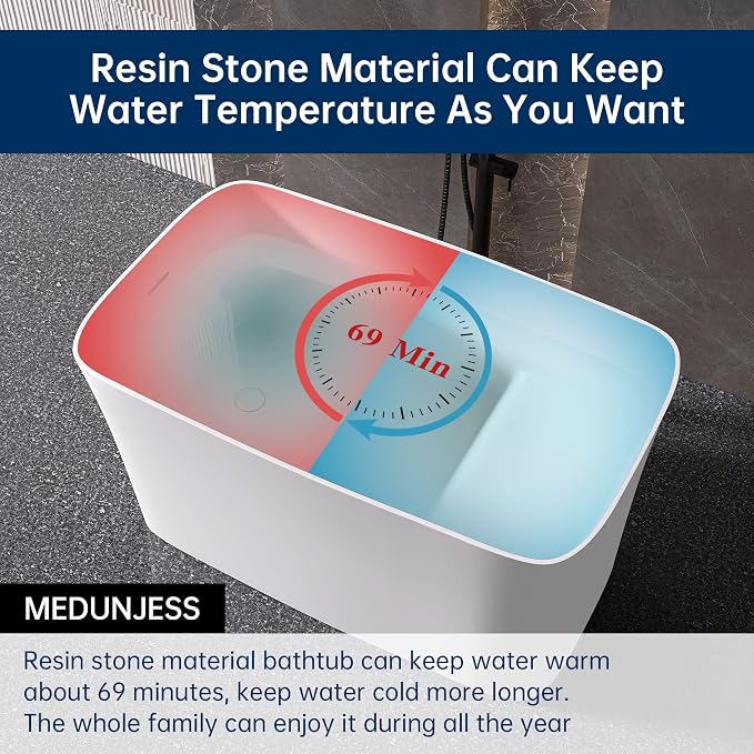47" Stone Resin Freestanding Bathtub, Freestanding Bathtub - Image 4