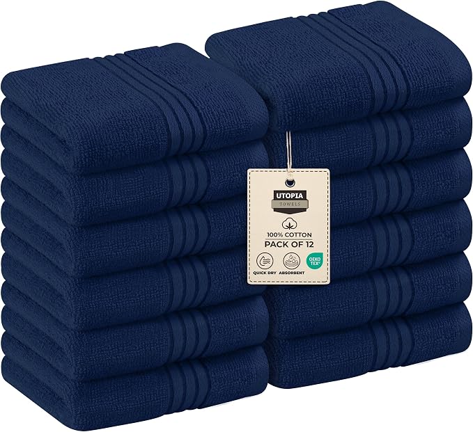 Utopia Towels 12 Pack Premium Wash Cloths Set, 12 by 12 Inches, 100% Cotton by UTOPIATOWELS