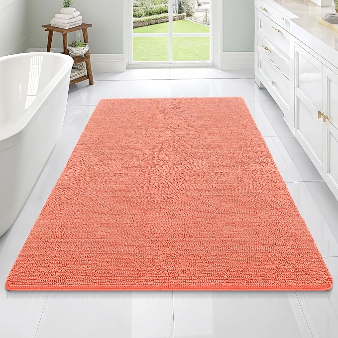 OLANLY Bathroom Rugs 70x46, Extra Soft Absorbent Chenille Bath Rugs, Rubber by OLANLY