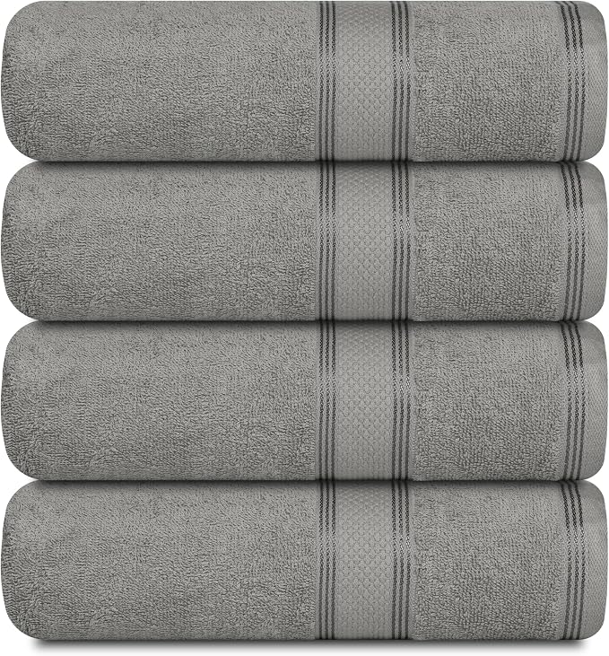 Casa Lino Silver Grey Bath Towels Set of 4 by CASALINO