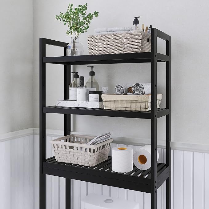 SMIBUY Bathroom Storage Shelf, Bamboo Over-The-Toilet Organizer Rack, - Image 8