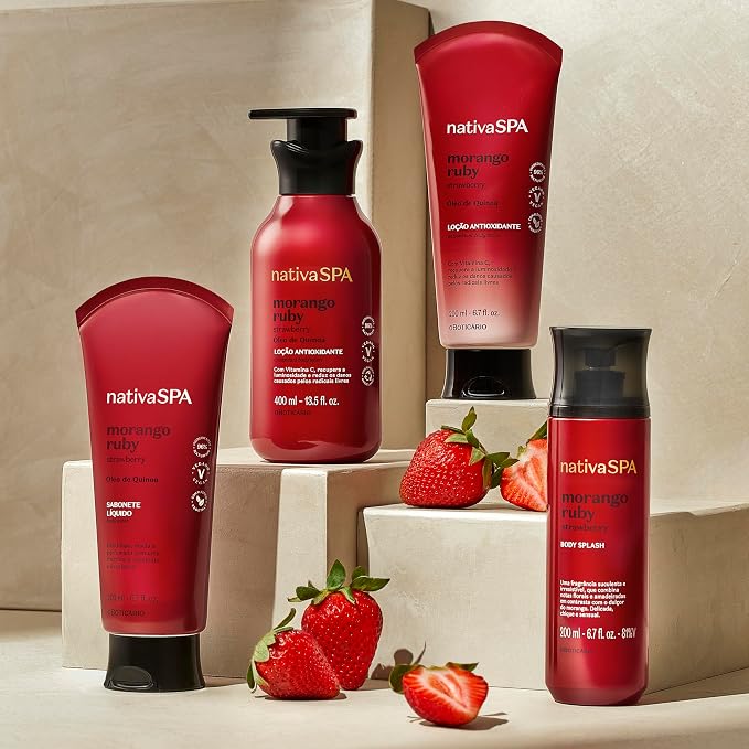 Nativa SPA by O Boticário, Ruby Strawberry Antioxidant Body Lotion, Brightening - Image 8