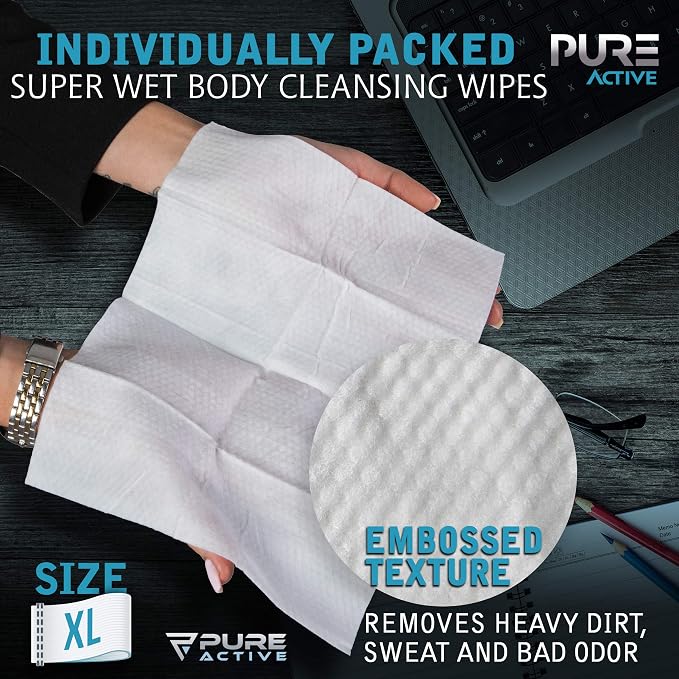 Shower Body Wipes, 60 Individually Wrapped Personal Hygiene Body Wipes - Image 2