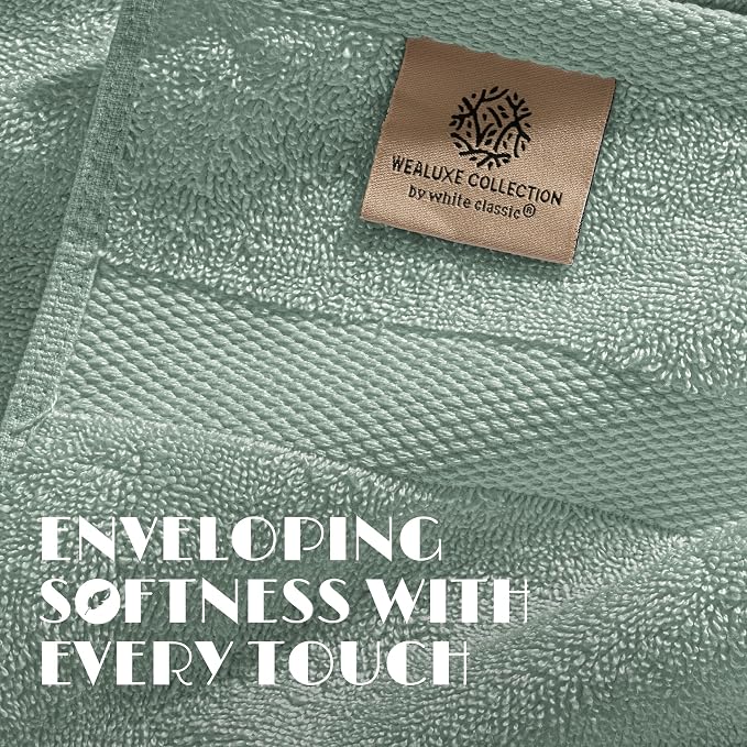 White Classic Green Hand Towels - Image 3