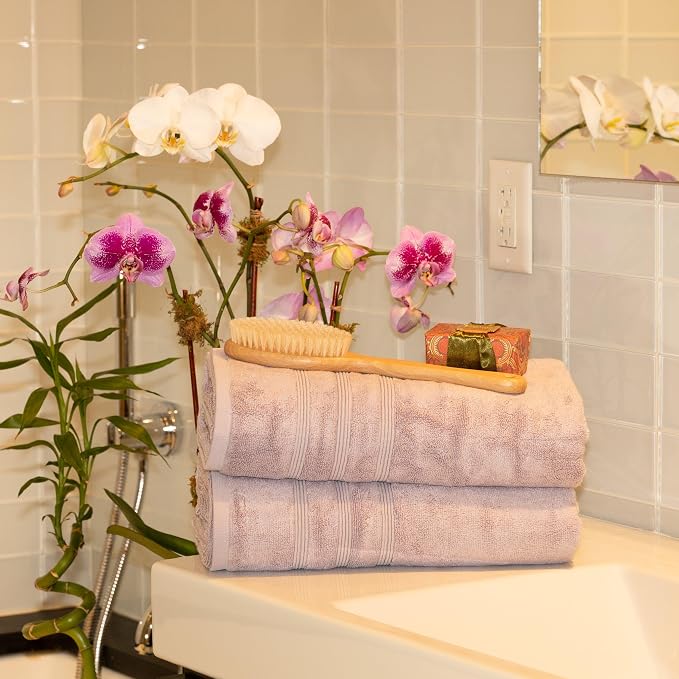 Mosobam Luxury Turkish Set of 2 Bath Towels 30X58 Lavender Aura Oversize 700 - Image 2