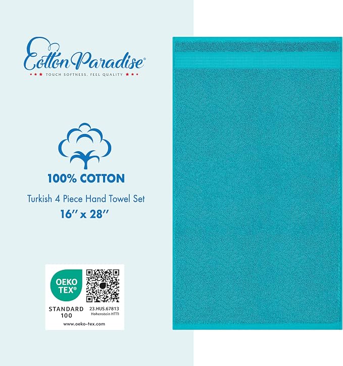Cotton Paradise Hand Towels for Bathroom, 100% Cotton Turkish 4 Piece Hand - Image 5