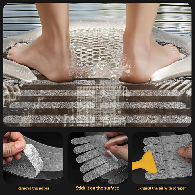20-Pack Clear Bathtub Stickers Non-Slip, Long-Strip Shower Treads - Image 8