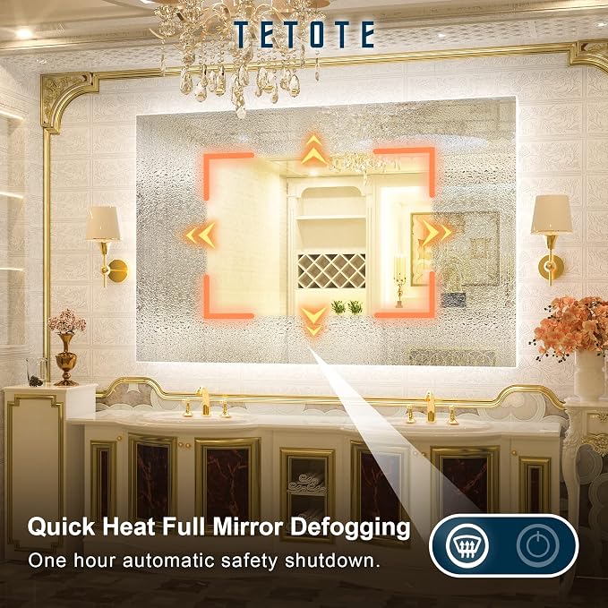 TETOTE 60 x 40 LED Backlit Bathroom Mirror - Image 4