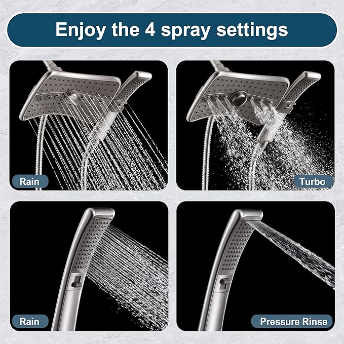 BRIGHT SHOWERS High Pressure Shower Head Combo - Image 2