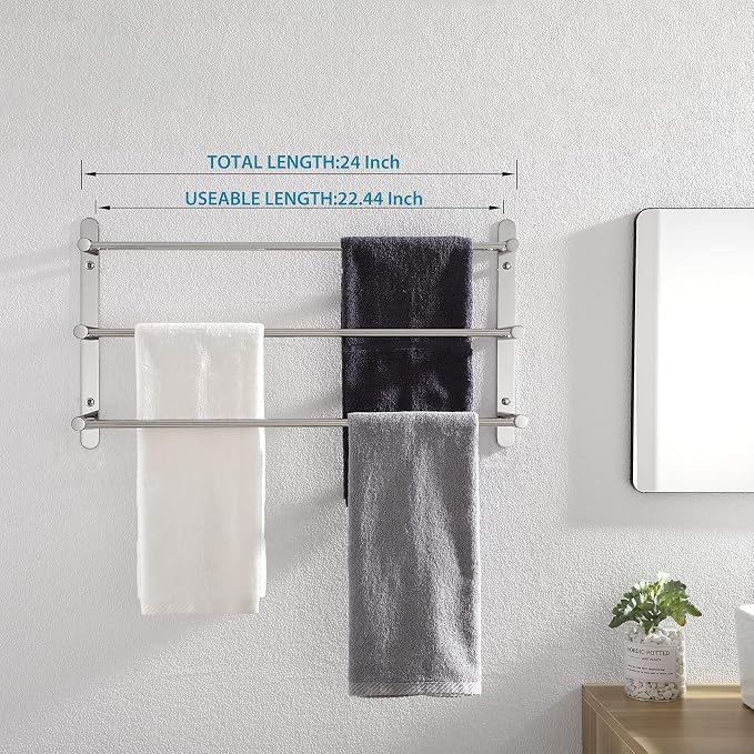 KOKOSIRI Bath Towel Bars Bathroom 3-Tiers Ladder Towel Rails Wall Mounted - Image 5