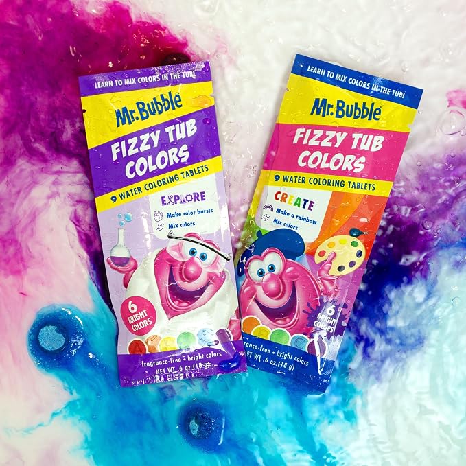 Mr. Bubble Fizzy Tub Colors Bath Water Coloring Tabelets, 6 Bright Colors - Image 4