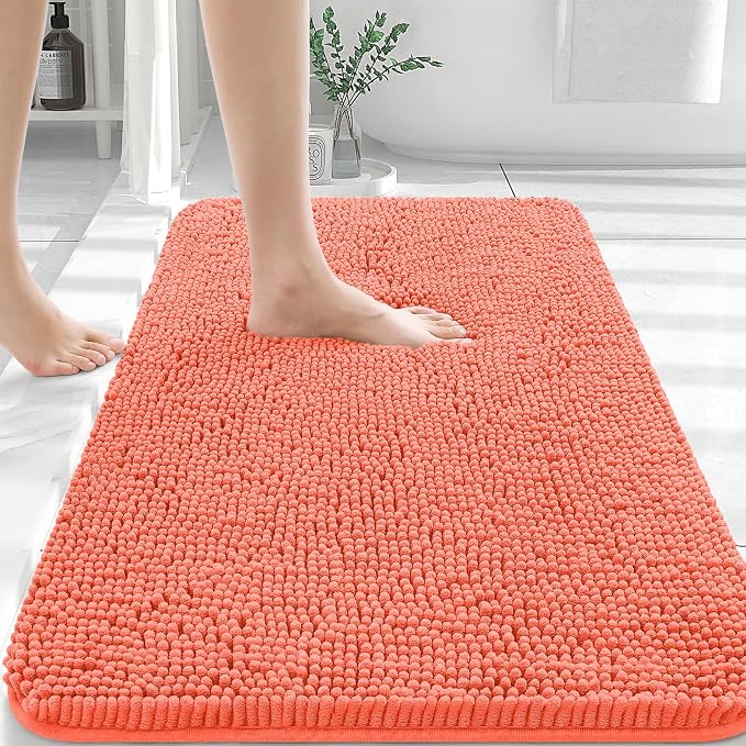 OLANLY Bathroom Rugs 30x20, Extra Soft Absorbent Chenille Bath Rugs, Rubber by OLANLY