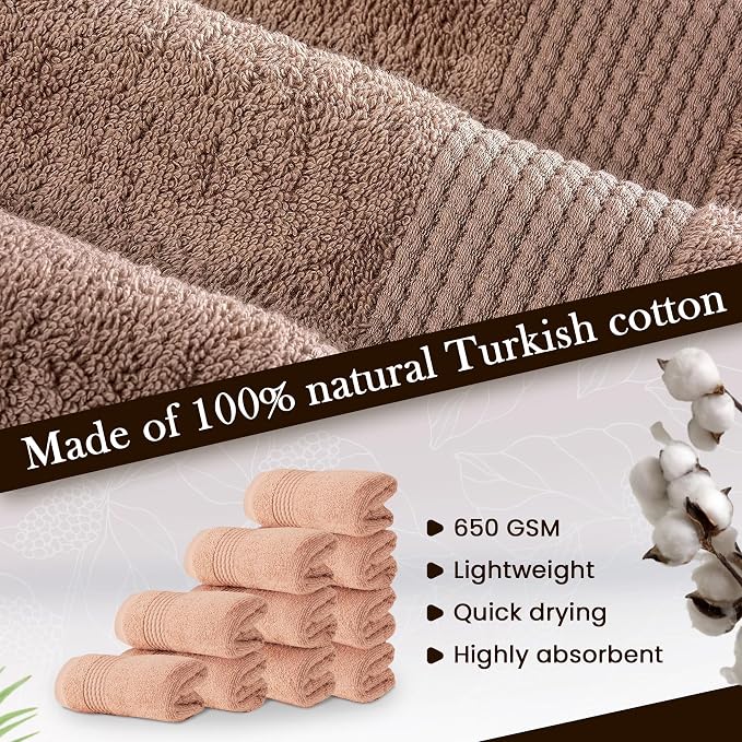 HALLEY Turkish Cotton Towels Washcloths Super Soft Highly Absorbent 100% Cotton - Image 3