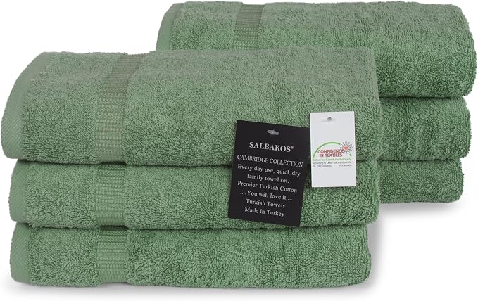 SALBAKOS 100% Turkish Cotton Hand Towel Set of 6 16x30 inch | Heirloom Quality - Image 5