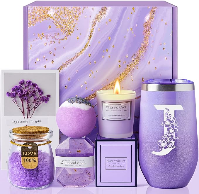 Birthday Gifts for Women, Relaxing Lavender Spa Gift Basket Set by MADDIFY