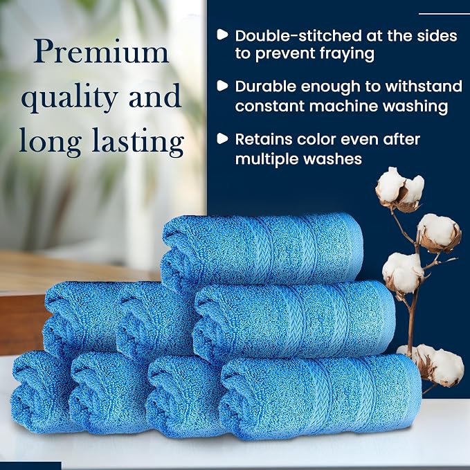 HALLEY Turkish 8 Pack Premium Washcloths 650 GSM Highly Absorbent Super Soft - Image 4