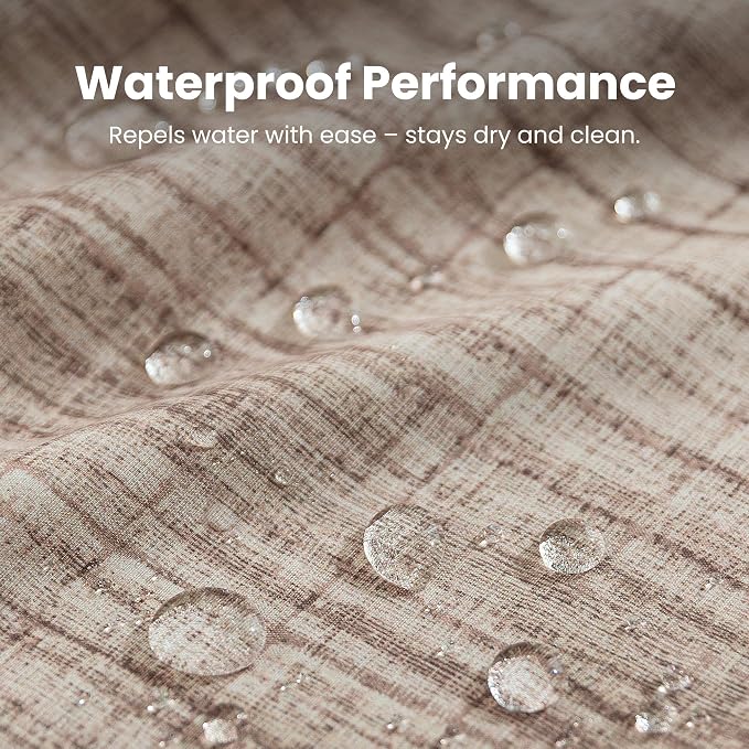 SLEEP ZONE Oatmeal Heather Shower Curtain Waterproof Curtains - Image 4
