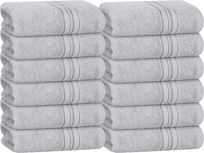 BOUTIQUO Ultra Soft Cotton Washcloths, Contains 12 Piece Face Cloths 12x12 inch by BOUTIQUO