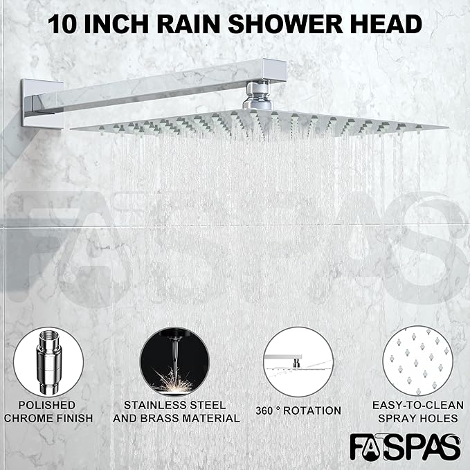 Shower System with Tub Spout, Wall Mounted Shower Faucet Set - Image 2
