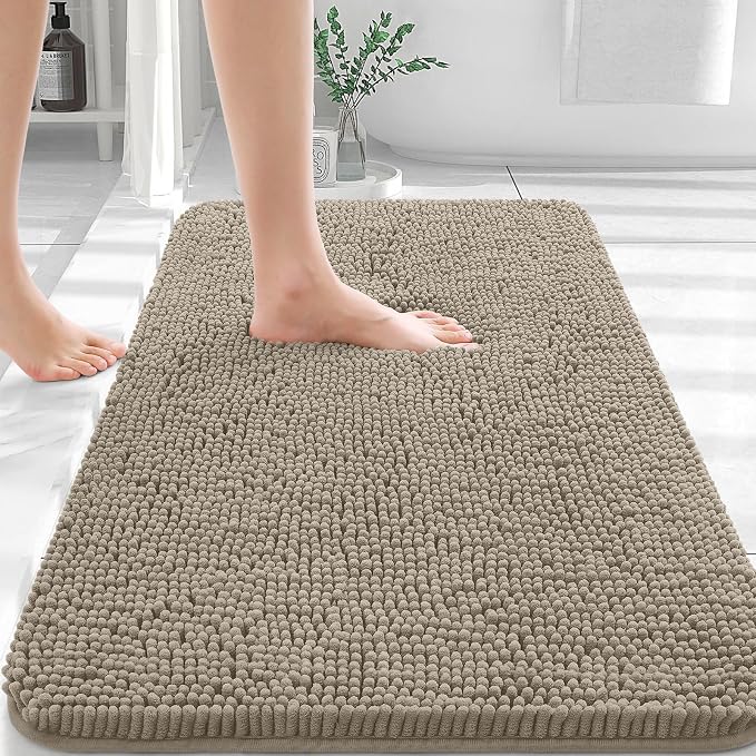 OLANLY Bathroom Rugs 30x20, Extra Soft Absorbent Chenille Bath Rugs, Rubber by OLANLY