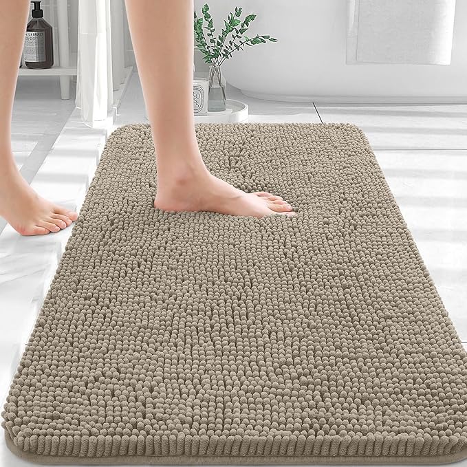 OLANLY Bathroom Rugs 36x24, Extra Soft Absorbent Chenille Bath Rugs, Rubber by OLANLY