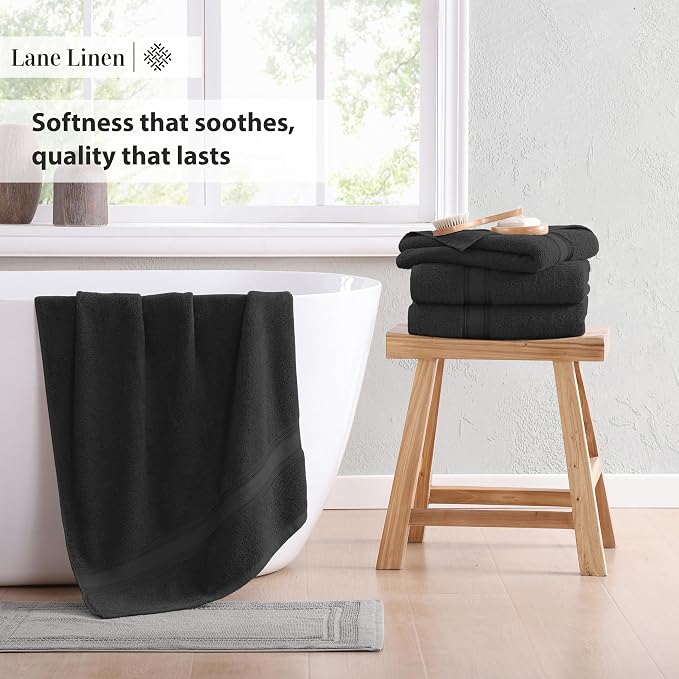 LANE LINEN 100% Cotton Bath Towels 4 Pack - Image 5