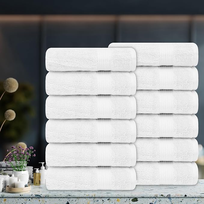 Ample Decor Hand Towel 18 X 28 Inch Pack of 12 600 GSM 100% Cotton Soft - Image 2