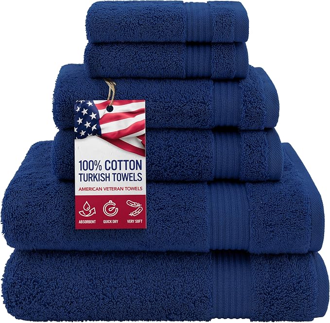 American Veteran 100% Cotton Turkish 6 Piece Luxury Towel Set by American+Veteran+Towel