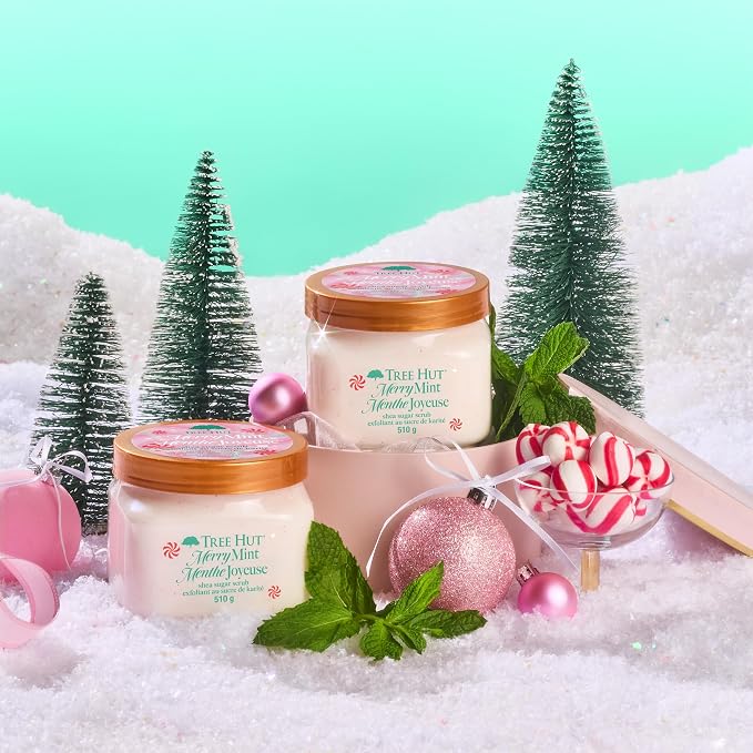 Tree Hut Merry Mint Shea Sugar Scrub, Exfoliating & Hydrating Body Scrub - Image 5
