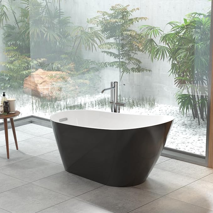 59 Inch Freestanding Acrylic Bathtub, Modern Soaking Tub by Unknown