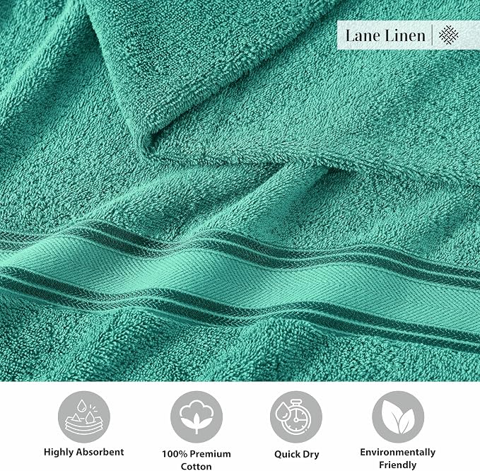 LANE LINEN Towels for Bathroom – 12 Pack, 100% Cotton, Zero Twist, 4 Bath - Image 7