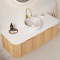 48" Floating Bathroom Vanity Without Sink, Marble Top, Solid Wood Surface and by Unknown