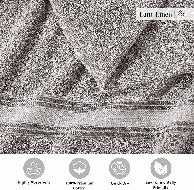 LANE LINEN 100% Cotton Bath Towels Set of 4 - Image 6