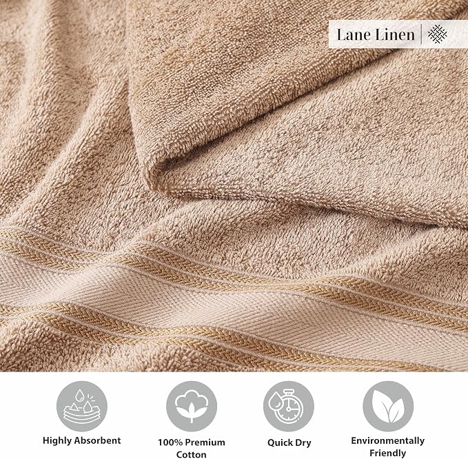 LANE LINEN Towel Set for Bathroom – 18-Pack 100% Cotton, Zero Twist, Includes 6 - Image 7