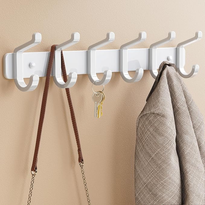 pickpiff Coat Rack Wall Mounted Heavy-Duty: Metal Coat Hanger 6 Hooks - Image 8