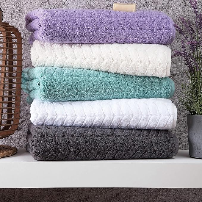 BAGNO MILANO Turkish Bath Towels, Soft Plush Jacquard Luxury Bath Towels - Image 6