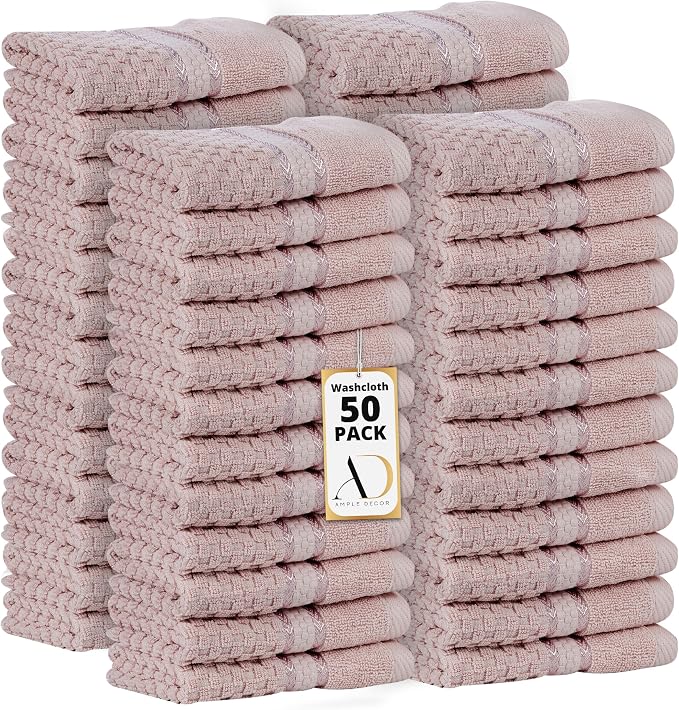 Ample Decor 100% Cotton Washcloths Set of 50 by AmpleDecor