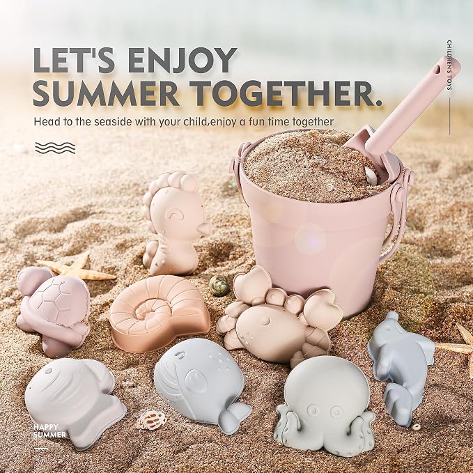 MarcZero 11Pcs Silicone Beach Toys, Modern Baby Beach Toys, Travel Friendly - Image 3