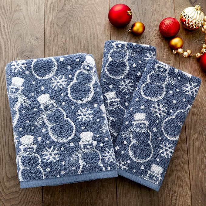 SKL Home Christmas/Winter Top Hat Snowmen Bath Towel - Image 7