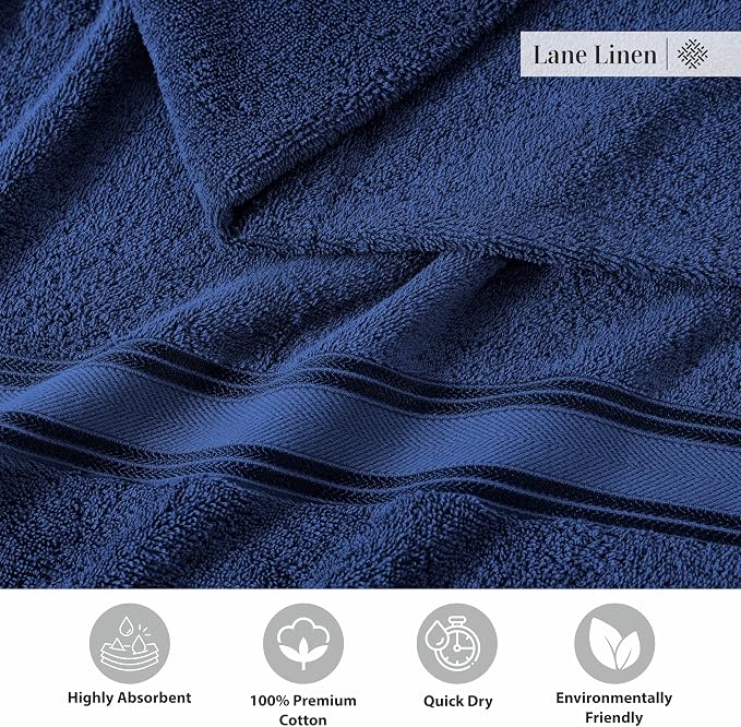 LANE LINEN 100% Cotton 4 Pack Bath Towels - Image 6
