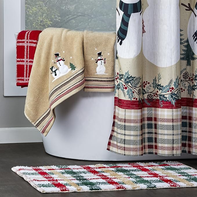 SKL Home Christmas/Winter Rustic Plaid Snowman Hand Towel 2pc Set - Image 7