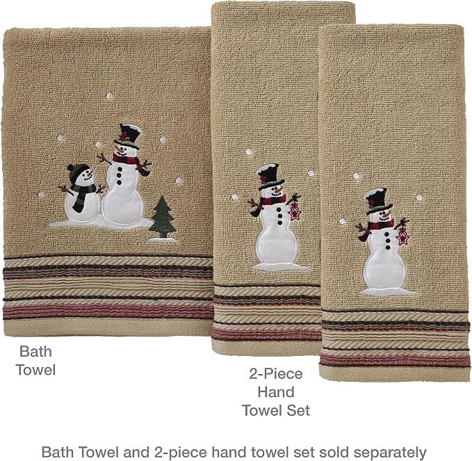 SKL Home Christmas/Winter Rustic Plaid Snowman Hand Towel 2pc Set - Image 3