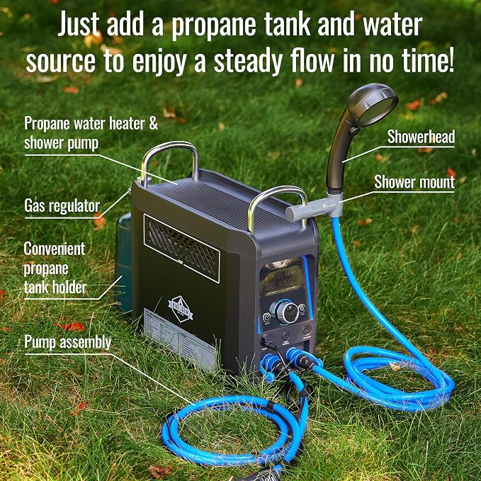 Hike Crew Propane Water Heater & Shower Pump | Rechargeable Portable Outdoor - Image 3