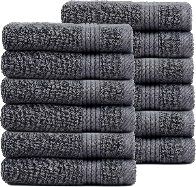 EastNBlue Lara 100% Turkish Cotton Washcloths 12 Pack, Extra Soft & Absorbent by EastNBlue