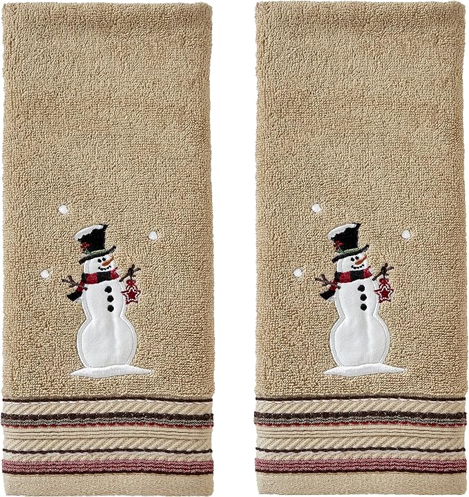 SKL Home Christmas/Winter Rustic Plaid Snowman Hand Towel 2pc Set by SKLHomebySaturdayKnightLtd