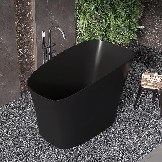 51'' Japanese Soaking Tub Freestanding Bathtub Resin Stone Bathtubs Deep by MEDUNJESS