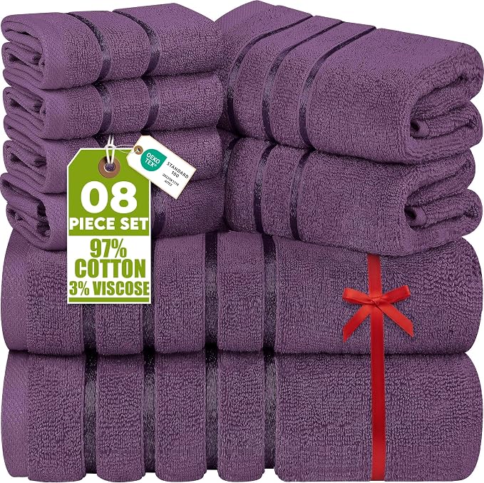Utopia Towels 8 Piece Luxury Towel Set, 2 Bath, 2 Hand, and 4 Wash Cloths by UTOPIATOWELS