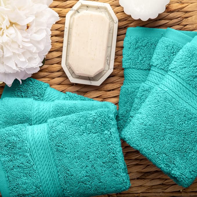 Superior Egyptian Cotton Pile Face Towel/Washcloth Set of 6, Ultra Soft Luxury - Image 7